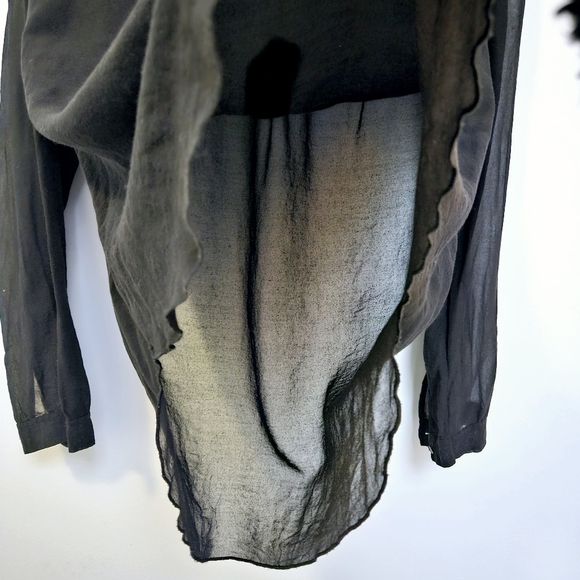 Wilfred Aritzia 100%Silk Large Black Tunic Quater Button Up Long Sleeve Blouse - Picture 9 of 12